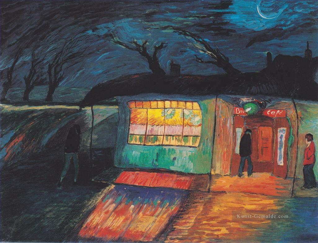 Café bei Nacht Marianne von Werefkin Expressionismus Ölgemälde